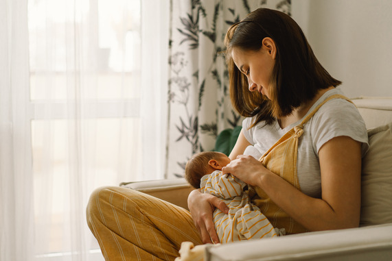 closeup of woman breastfeeding