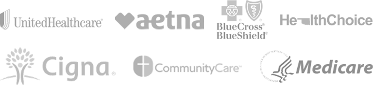 Mobile Trust Symbols Logos for Delta Dental, Aetna, Blue Cross Blue Shield, HealthChoice, Cigna, CommunityCare, and Medicare